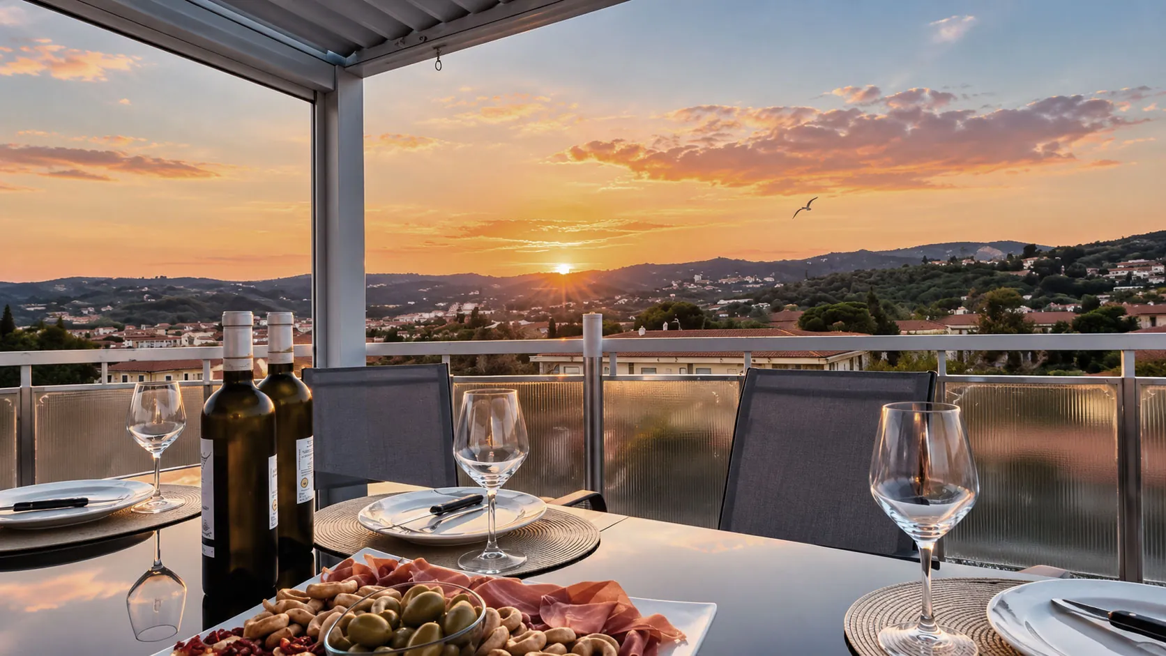 Aperitivo al tramonto sulla terrazza panoramica dell'Hotel Sole Mare a Diano Marina